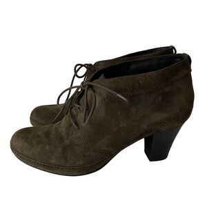 Clarks Artisan Womens Leather Dark Olive Lace Up Booties  Size 8.5  Style #32338